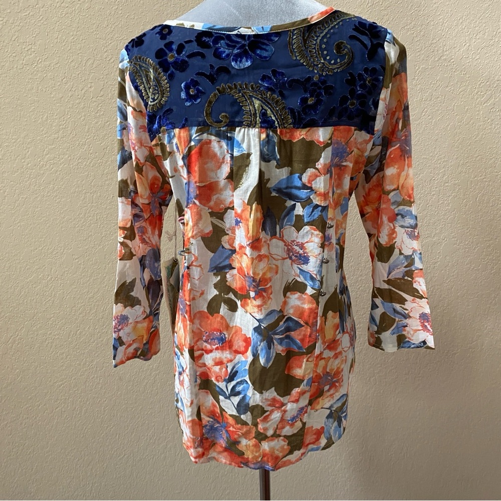 Aratta Blue and Gold Floral Skirt